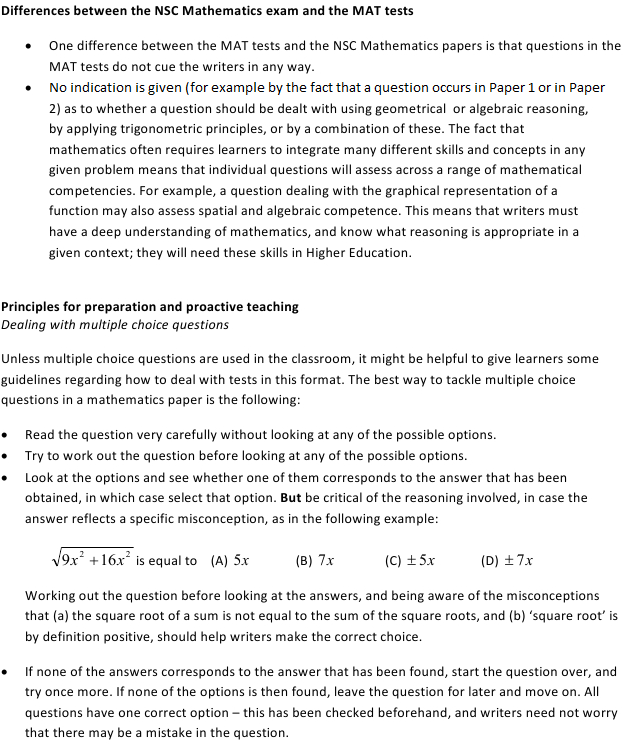 Preparing your learners National Benchmark Test Project